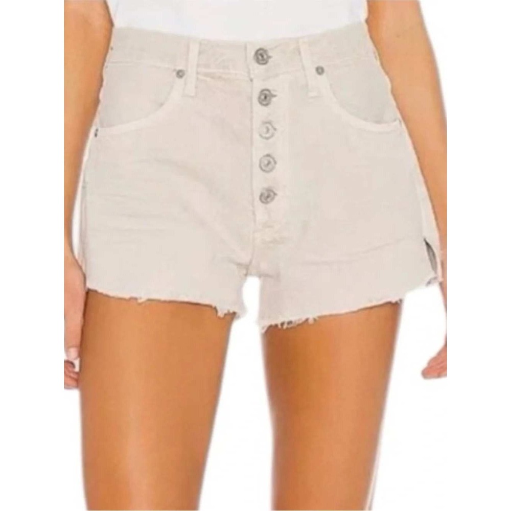 Citizens of Humanity Premium Vintage Cream Button Fly Shorts Raw Hem